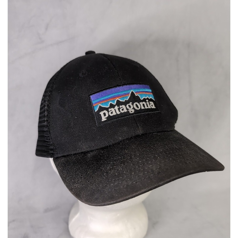 Patagonia Hat Trucker Snapback Black Logo 100%‎ Organic Cotton Front Cap